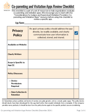 Co-parenting and Visitation Apps Review Checklist