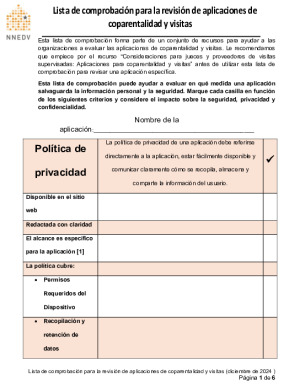 Lista de comprobación para la revisión de aplicaciones de coparentalidad y visitas