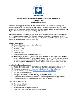 Initial Documents Immigrant Survivors May Need – Checklist (Updated Dec 2024)