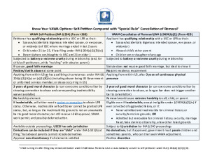 ASISTA New Resource: Know Your VAWA Options: Self-Petition Compared with “Special Rule” Cancellation on of Removal